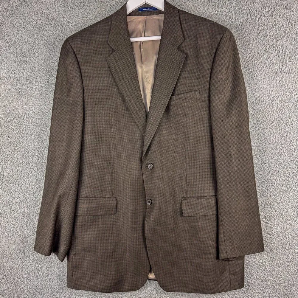 Chaps Blazer Men 42L Brown Wool Cashmere Suit Jacket Business‎ Casual Wedding